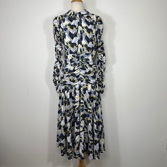 NWT APPARALEL Ruched Long Sleeve Multicolor Midi Dress Size Large - Picture 1 of 16